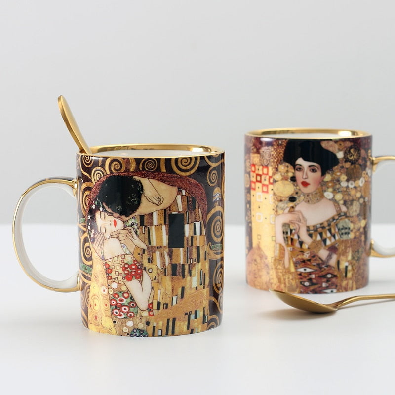 Gustave Klimt Coffee Cups With Spoon