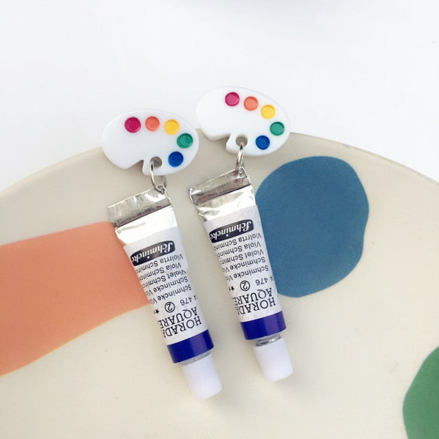 Acrylic tube & Palette Earrings