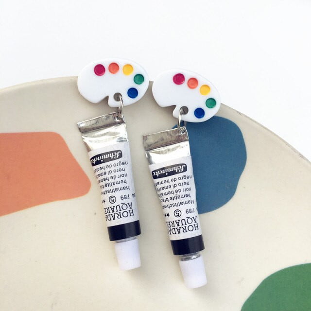 Acrylic tube & Palette Earrings