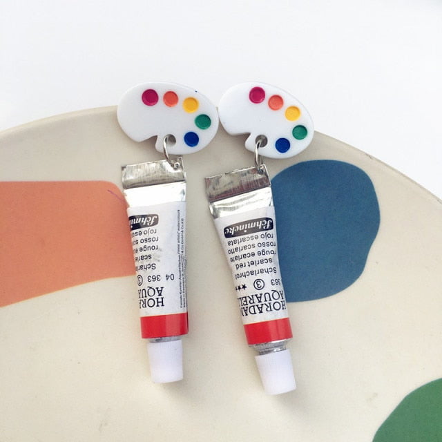 Acrylic tube & Palette Earrings