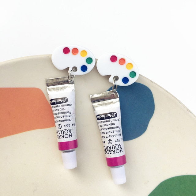 Acrylic tube & Palette Earrings