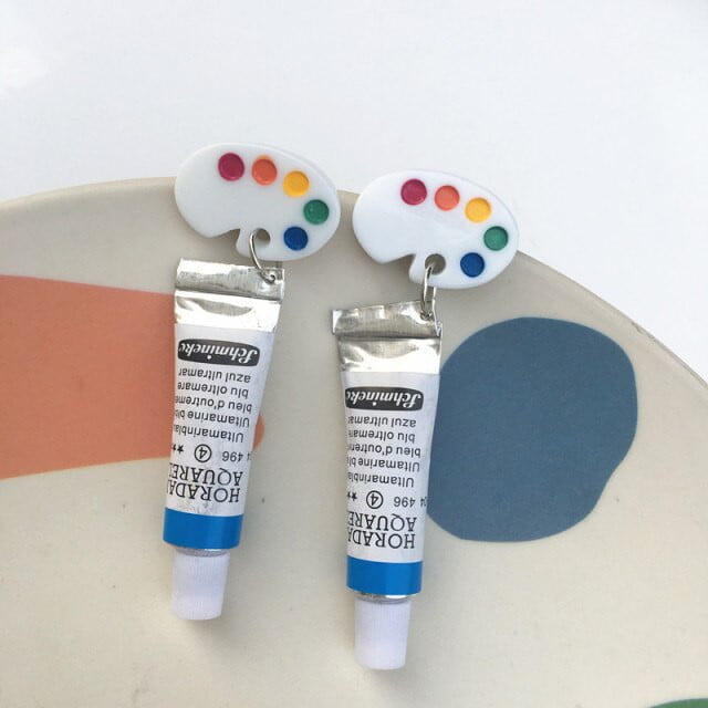 Acrylic tube & Palette Earrings