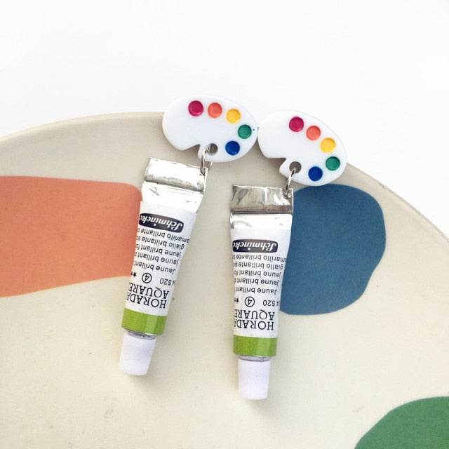 Acrylic tube & Palette Earrings