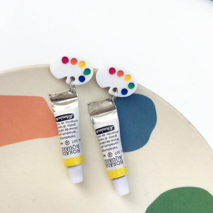 Acrylic tube & Palette Earrings