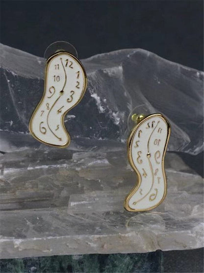 Dali melting clock earrings