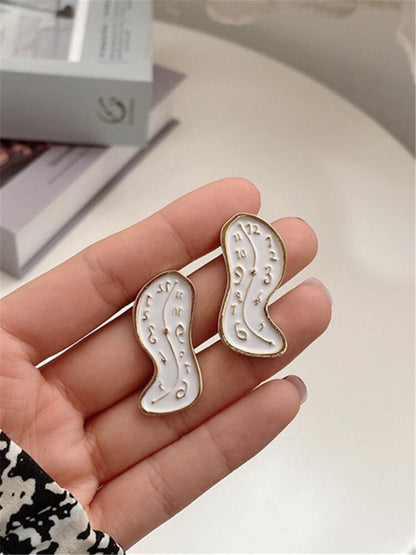 Dali melting clock earrings