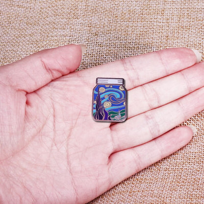 The Starry Night jar enamel pin