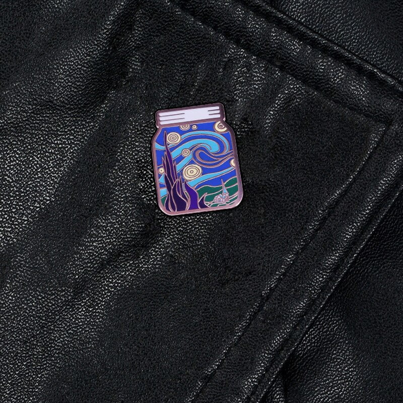 The Starry Night jar enamel pin