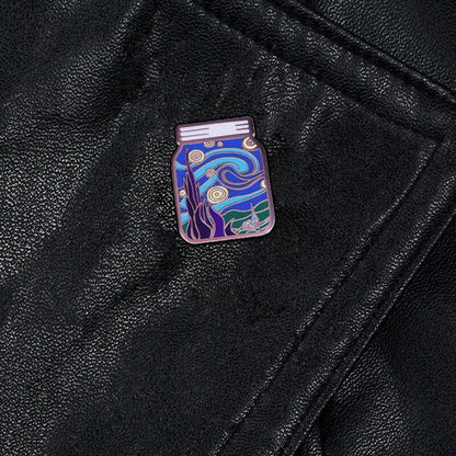 The Starry Night jar enamel pin