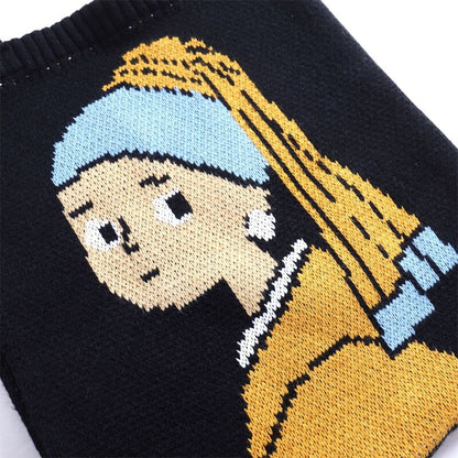 Girl with a Pearl Earring knitted tote bag