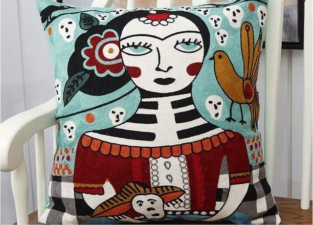 Frida Kahlo Embroidery pillow Cases