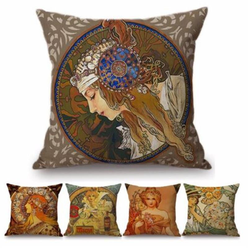 Alphonse Mucha Illustrations pillow cases