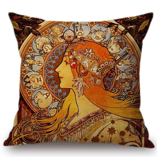 Alphonse Mucha Illustrations pillow cases