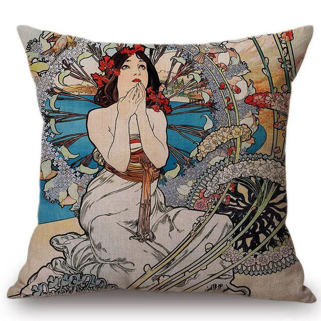 Alphonse Mucha Illustrations pillow cases